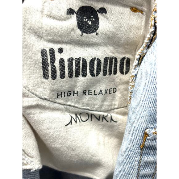 Monki Kimono High Relaxed 100% Cotton Mom Jeans Light Wash Women’s Size 28 - Picture 6 of 8